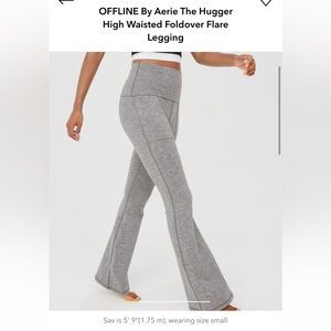 Aerie Offline Gray Fold-over Waist Flare Leggings